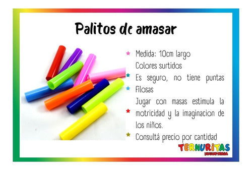 Palito Amasar X10 Palo X Mayor Color Masa Plastilina Ap Full 1