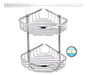 Corner Double Shelf with Hooks for Bathroom Shower Box Stainless Steel Quality Decoracc® 3