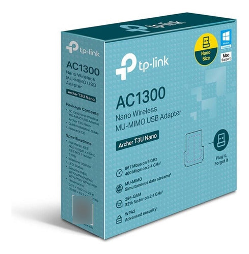 Receptor Usb Wifi Tplink T3u Nano Doble Banda Mu-mimo Ac1300 1