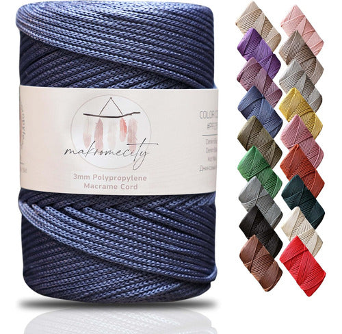 Makromecity Premium Macrame Cord 3mm x 120 Meters, Denim Blue 0