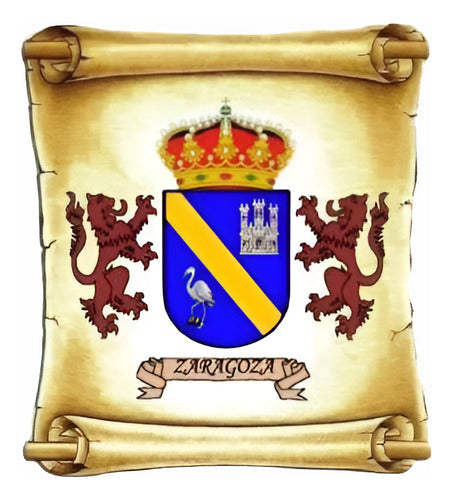 Zaragoza - Escudo Del Apellido - Heráldica - Lámina 45x30 Cm 0