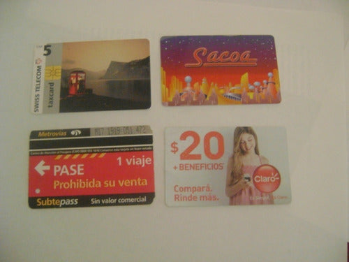 4 Tarjetas Coleccionables ,sacoa,subtepass,claro Y Telecom 0