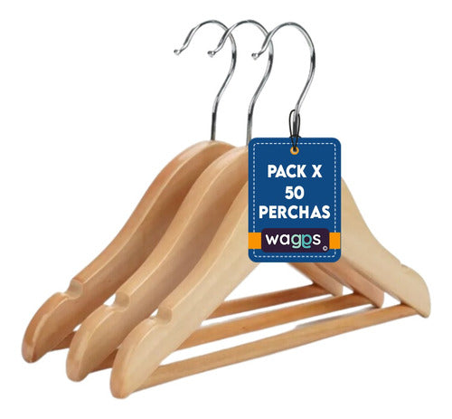 Waggs Pack of 50 Children's Wooden Hangers with Varnish Finish 0