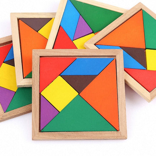 Wooden 7-Piece Tangram Puzzle Educational Geometry Toy 4
