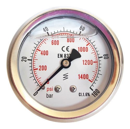 JMG Manometer with Glycerin 0-100 Bar Diameter 100mm 1/2 NPT 0