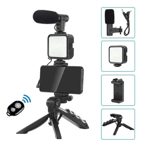 Professional Video Streaming Kit with Microphone, Tripod, and LED Lighting for Cell Phone 0