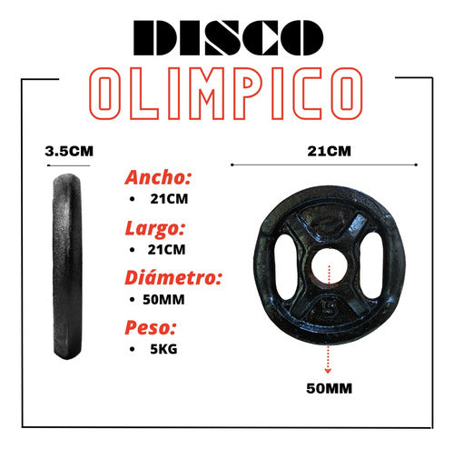 FM-PESAS Olympic Weight Disc 5kg - Solid Cast Iron 1