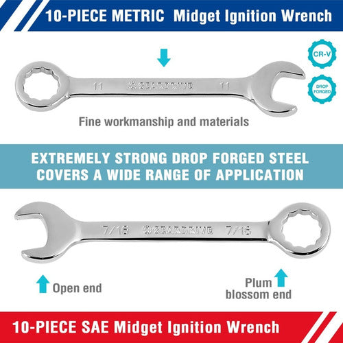 GEARDRIVE 20 Mini Wrenches Set Mm And Inches 1