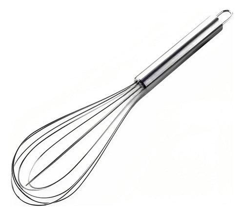 Pack of 6 25cm Manual Pastry Whisks Stainless Steel Handle 0