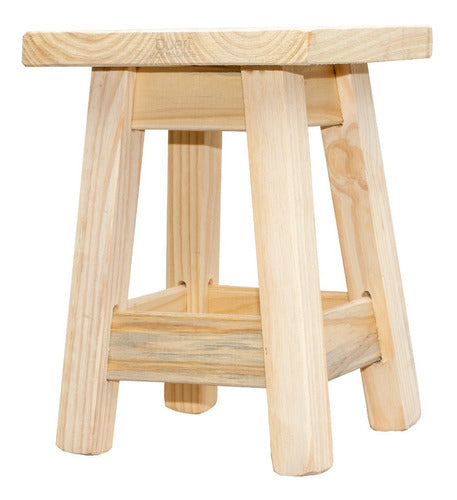 Set of 2 Natural Pine Wooden Stools Chairs 45cm High 8