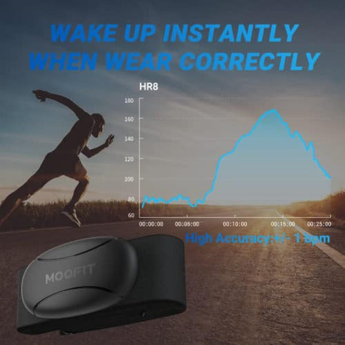 Moofit HR8 Heart Rate Monitor Chest Strap, Low Energy Real-time Data Bluetooth 5.0/ANT+, IP67 Waterproof, Black 4