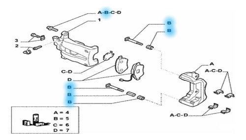 Fiat Kit De Freno De Calipers 500/Bravo Original 4