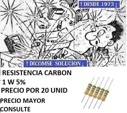 Royal Resistencia Carbon 1W 5% 1K 1.2K X 20 Unid 0