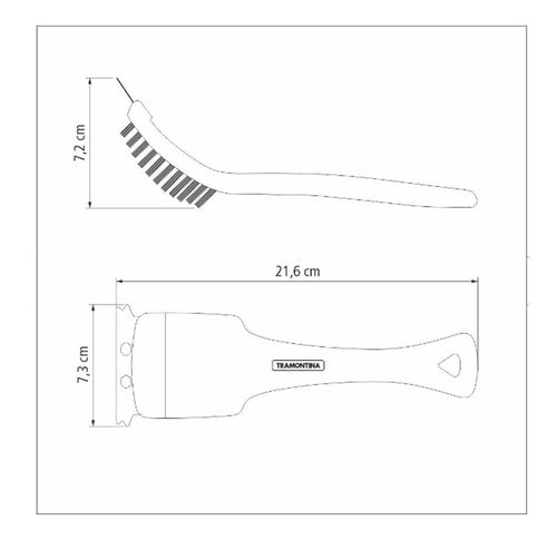 Tramontina Grill Cleaning Brush with Stainless Steel Bristles 21.6cm 2