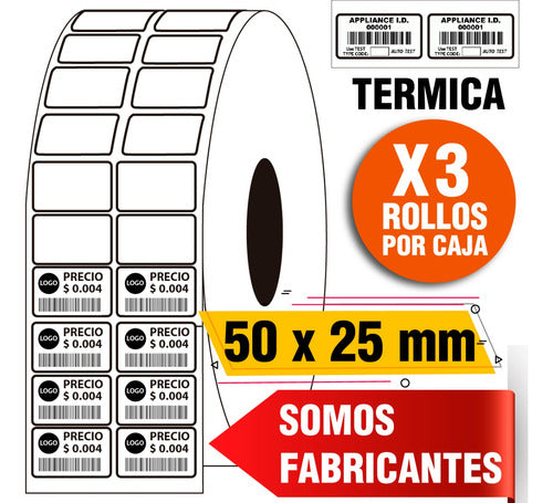 Etiquetas Térmicas 50 X 25 Mm Doble Banda Pack X 3 1