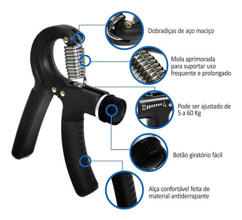 Kit C/ 5 Unidades Handgrip Mola Com Ajuste Fisioterapia Mão 4