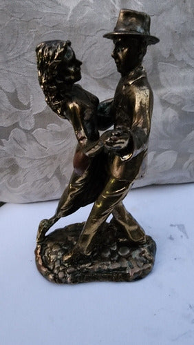 Pareja Bailando Tango En Bronce ..17cm Altura..base 9cm. 0