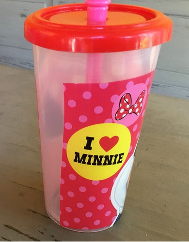 Plastic Cup with Straw and Lid, Minnie, Mickey, Paw, Peppa 3