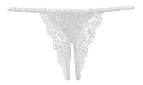 Sensual Open Crotch Lace Thong - Women's Lingerie 2