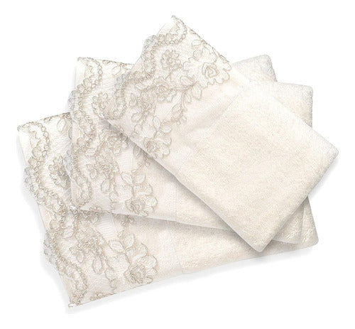 Zahari Home Rose Vine 3-Piece Bath Towel Set 0