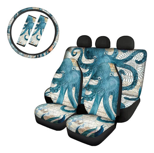 Biyejit Octopus Print Car Interior Accessory Set 0