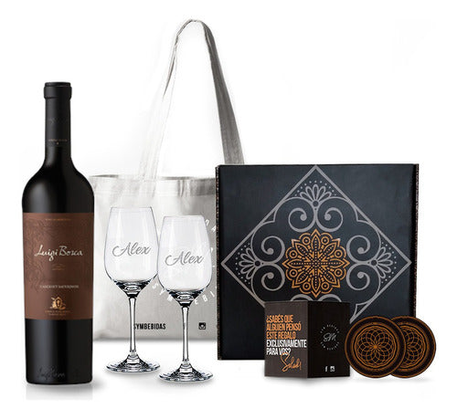 Box Set Vino Luigi Bosca Cabernet Copas Transparentes 0