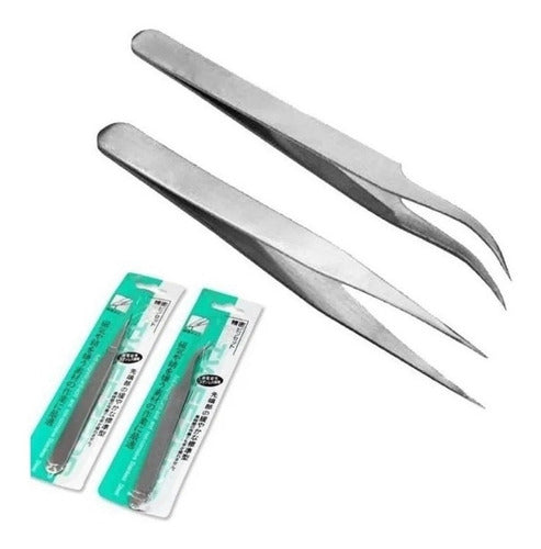 DD2 Curved/Straight Brussels Tweezers for Nail Decoration Strass 3