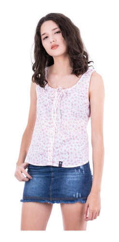 Blue Air Jeans Blusa Flores Rosa 0