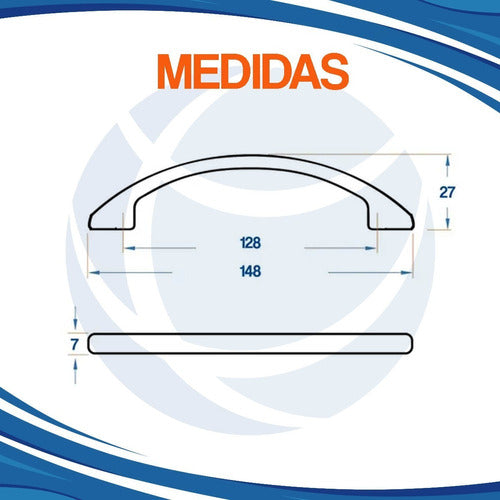 Tirador Manija Metálica Chalten 128 Mm Cajón Mueble Del Sur 2