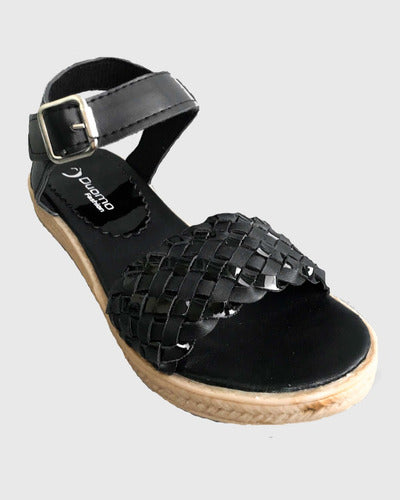 Duomo Women's Black Flat Sandals 1