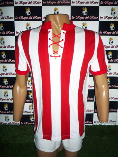 Classic Red and White Retro Style Piqué Shirt with Drawstring 1
