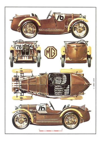 MG M Midget - Autos De Carreras - 1928 - Lámina 45x30 Cm 1