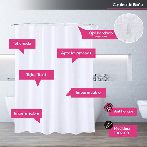 Decohoy Modern White Anti-Mold Teflon Shower Curtain 2