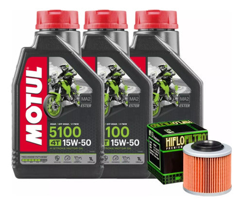 Hiflofiltro MOTUL Kit Service Voge 650 Oil Filter Motul 5100 15W50 Avant 0