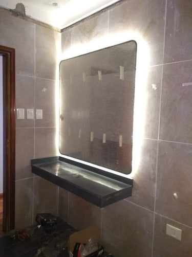 Modern Rectangular Decorative Bathroom Mirror with LED Light 70x90 cm 12