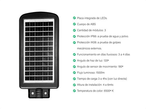 Belmotec Kit Luminarias Solares Sensor Con Soporte Fotocelula 150 W 3