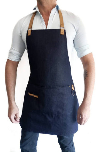 DOWBOND Jean and Leather Chef Apron 0