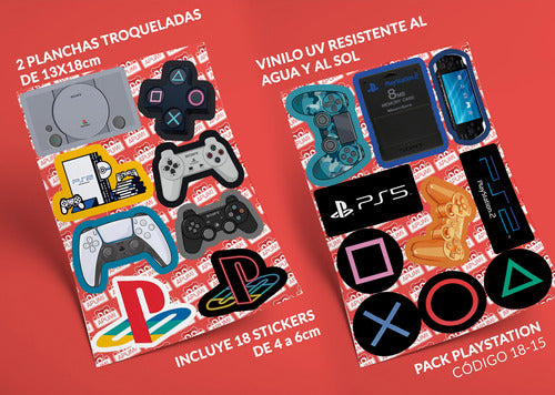 APUM Stickers Troquelados Pack Playstation Vinilo Termos Celus 1