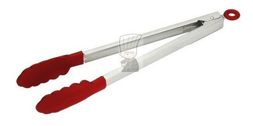 Pinzas Gastronomica Cocina Punta Silicona Roja 23cm 0