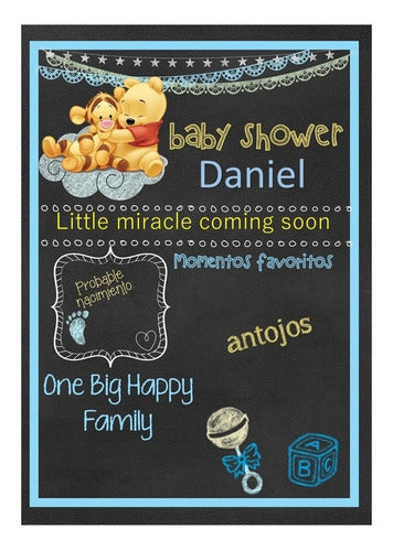 Pizarra Poster Baby Shower Winnie Pooh Editable 0