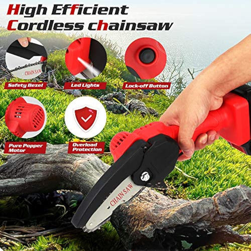 Wiscky Mini Electric Chainsaw - Wireless 4 Inch Battery-operated Saw 3