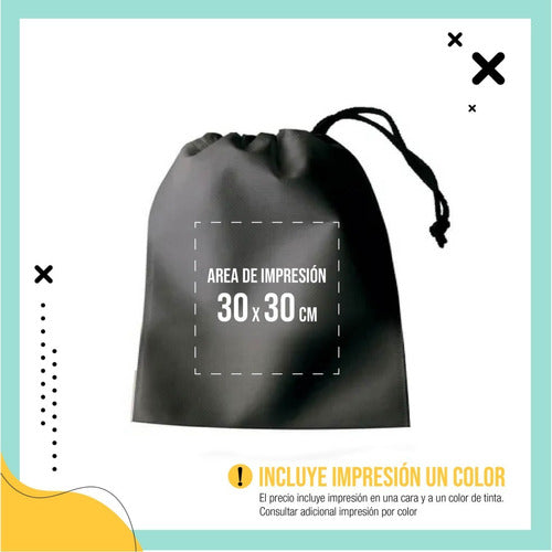 100 Eco Bags Printed Logo One-Sided 45x40x10cm with Cord 17
