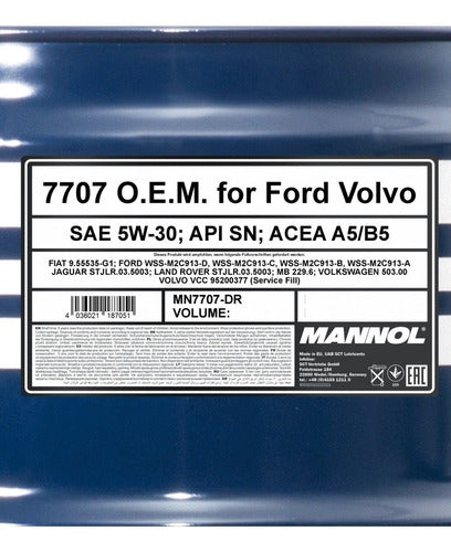 Mannol OEM 5W30 Ford Volvo 5L Synthetic Engine Oil – 5L 1