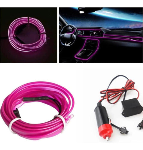 Car Cold Light Line Neon Flexible LED Light Strip for Cars with Cigarette Lighter 0