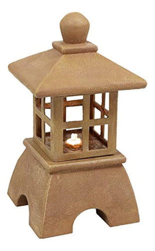 Sunnydaze Asian Pagoda Water Fountain with LED Lights 0