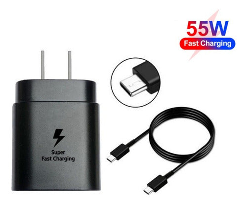 55W Fast Charger + C Cable for Samsung S23/ Plus/ Ultra 6