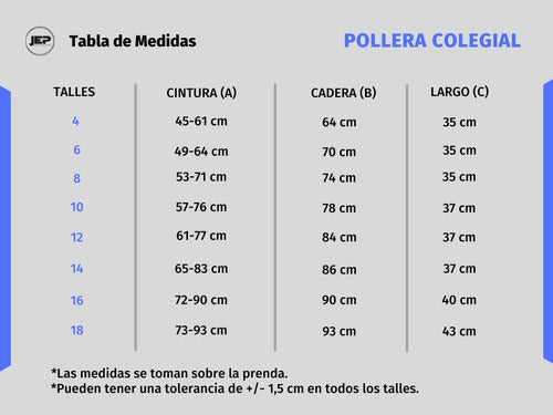 Jep Pollera Gris Colegial C/tabla Y Elastico Arciel Talle Niño 2