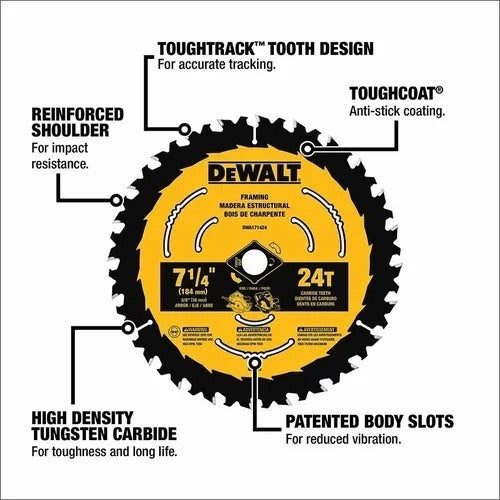 DeWalt DWA171424 Circular Saw Blade 7 1/4 24 Teeth 2