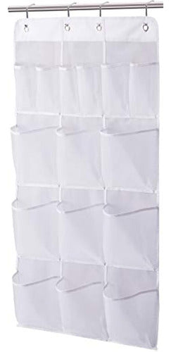 Misslo Hanging Mesh Shower Organizer with 15 Pockets, White 0