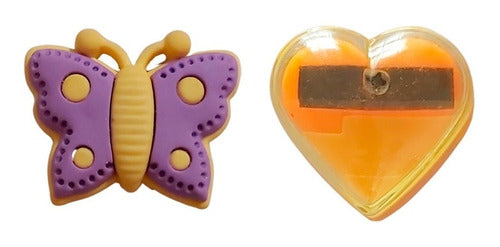 Butterfly Eraser and Heart Sharpener Set - School Supplies Pack 0